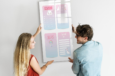 Decoratief glazen wandbord beschrijfbaar en magnetisch Plannen maken met plezier en creativiteit