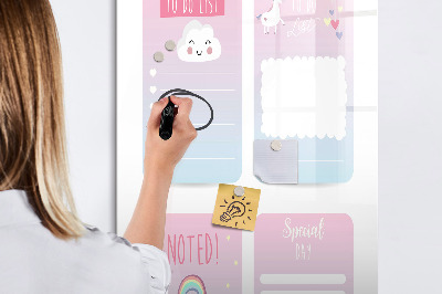Decoratief glazen wandbord beschrijfbaar en magnetisch Plannen maken met plezier en creativiteit