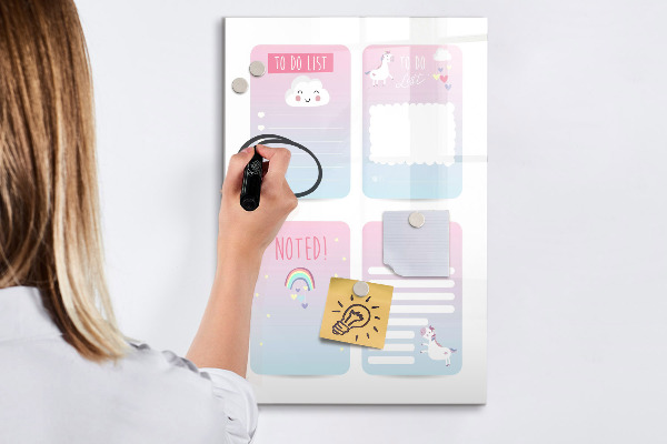 Decoratief glazen wandbord beschrijfbaar en magnetisch Plannen maken met plezier en creativiteit
