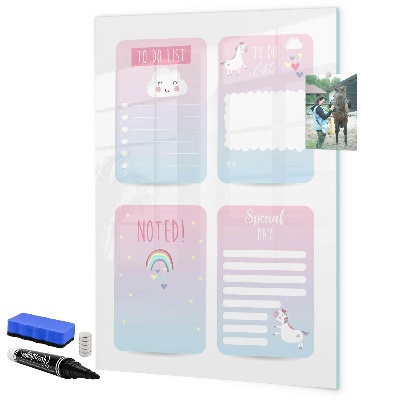 Decoratief glazen wandbord beschrijfbaar en magnetisch Plannen maken met plezier en creativiteit