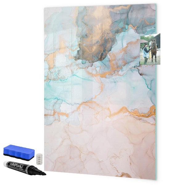 Decoratief glazen wandbord beschrijfbaar en magnetisch Een kleurrijk bord voor het presenteren van foto's