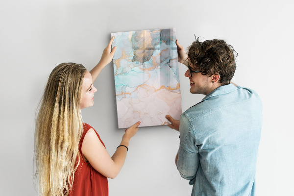 Decoratief glazen wandbord beschrijfbaar en magnetisch Een kleurrijk bord voor het presenteren van foto's