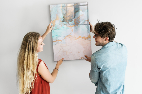Decoratief glazen wandbord beschrijfbaar en magnetisch Een kleurrijk bord voor het presenteren van foto's
