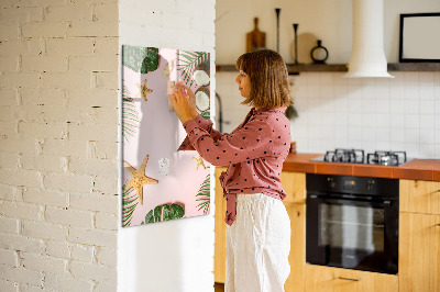 Decoratief glazen wandbord beschrijfbaar en magnetisch Zomerherinneringen tegen de achtergrond van de natuur.