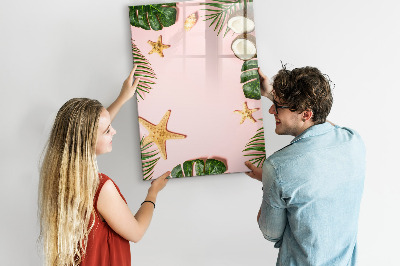 Decoratief glazen wandbord beschrijfbaar en magnetisch Zomerherinneringen tegen de achtergrond van de natuur.