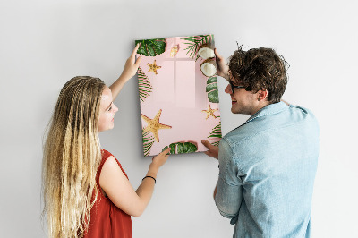 Decoratief glazen wandbord beschrijfbaar en magnetisch Zomerherinneringen tegen de achtergrond van de natuur.