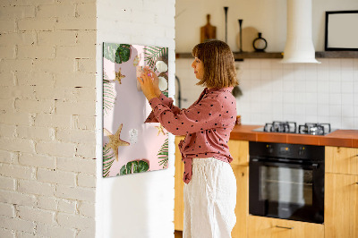 Decoratief glazen wandbord beschrijfbaar en magnetisch Zomerherinneringen tegen de achtergrond van de natuur.