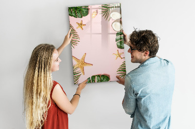 Decoratief glazen wandbord beschrijfbaar en magnetisch Zomerherinneringen tegen de achtergrond van de natuur.