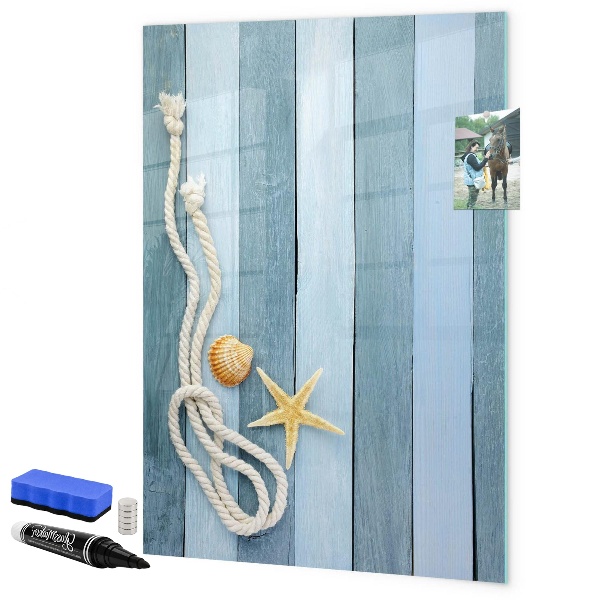 Decoratief glazen wandbord beschrijfbaar en magnetisch Souvenirfoto's van herinneringen aan de kust