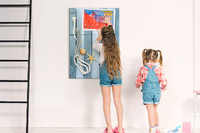 Decoratief glazen wandbord beschrijfbaar en magnetisch Souvenirfoto's van herinneringen aan de kust