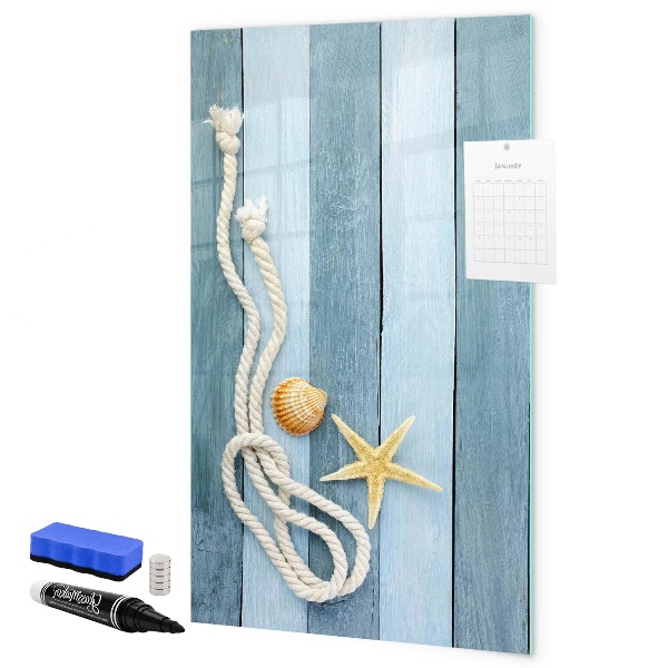 Decoratief glazen wandbord beschrijfbaar en magnetisch Souvenirfoto's van herinneringen aan de kust
