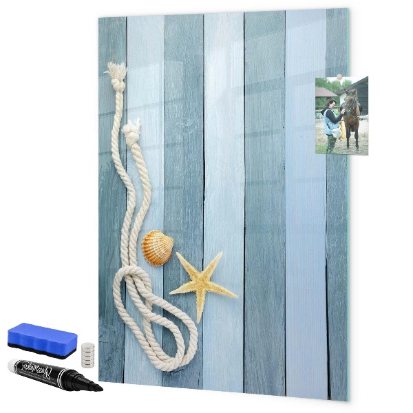 Decoratief glazen wandbord beschrijfbaar en magnetisch Souvenirfoto's van herinneringen aan de kust