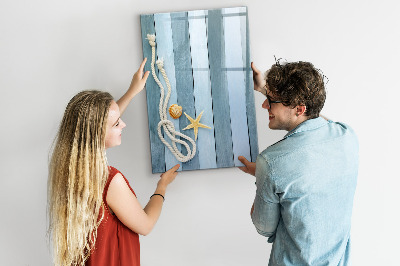 Decoratief glazen wandbord beschrijfbaar en magnetisch Souvenirfoto's van herinneringen aan de kust