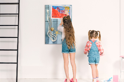 Decoratief glazen wandbord beschrijfbaar en magnetisch Souvenirfoto's van herinneringen aan de kust