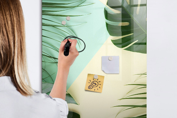 Decoratief glazen wandbord beschrijfbaar en magnetisch Groene collage van herinneringen met foto's