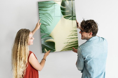 Decoratief glazen wandbord beschrijfbaar en magnetisch Groene collage van herinneringen met foto's