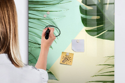 Decoratief glazen wandbord beschrijfbaar en magnetisch Groene collage van herinneringen met foto's