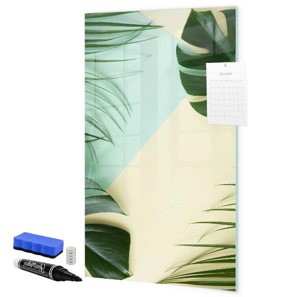 Decoratief glazen wandbord beschrijfbaar en magnetisch Groene collage van herinneringen met foto's
