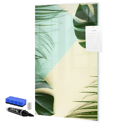 Decoratief glazen wandbord beschrijfbaar en magnetisch Groene collage van herinneringen met foto's