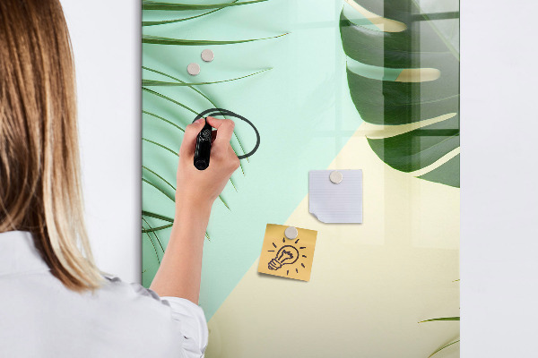 Decoratief glazen wandbord beschrijfbaar en magnetisch Groene collage van herinneringen met foto's