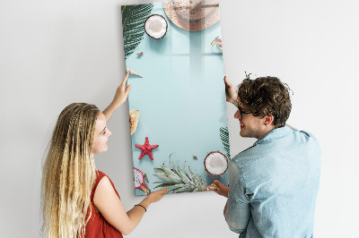 Decoratief glazen wandbord beschrijfbaar en magnetisch Zomerse herinneringen in een tropische stijl