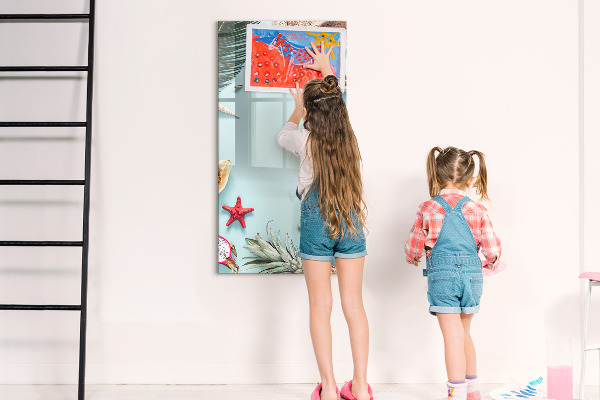 Decoratief glazen wandbord beschrijfbaar en magnetisch Zomerse herinneringen in een tropische stijl