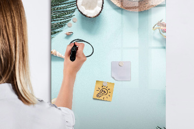 Decoratief glazen wandbord beschrijfbaar en magnetisch Zomerse herinneringen in een tropische stijl