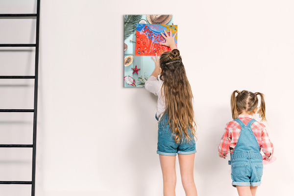 Decoratief glazen wandbord beschrijfbaar en magnetisch Zomerse herinneringen in een tropische stijl