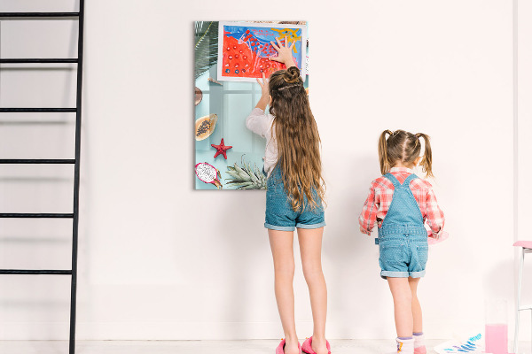 Decoratief glazen wandbord beschrijfbaar en magnetisch Zomerse herinneringen in een tropische stijl