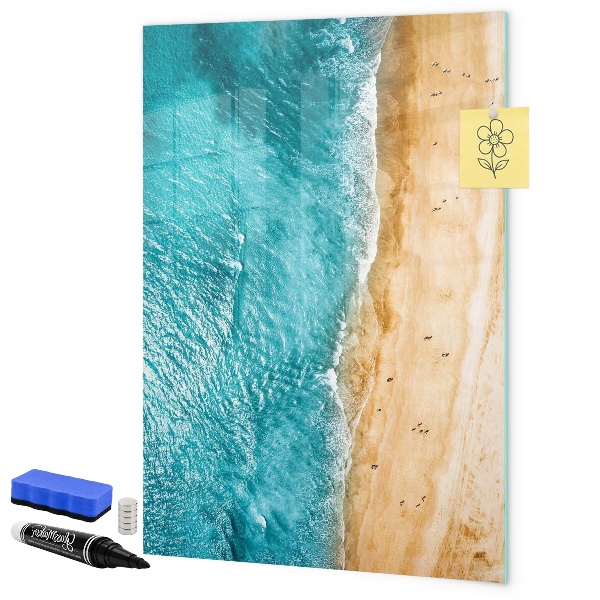 Memobord van glas met print inclusief neodymium magneten Herinneringen aan een vakantie aan zee
