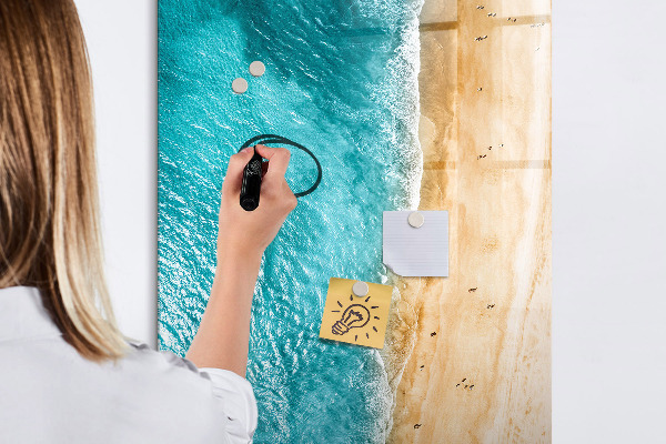 Memobord van glas met print inclusief neodymium magneten Herinneringen aan een vakantie aan zee