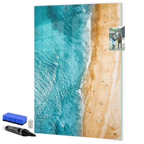 Memobord van glas met print inclusief neodymium magneten Herinneringen aan een vakantie aan zee