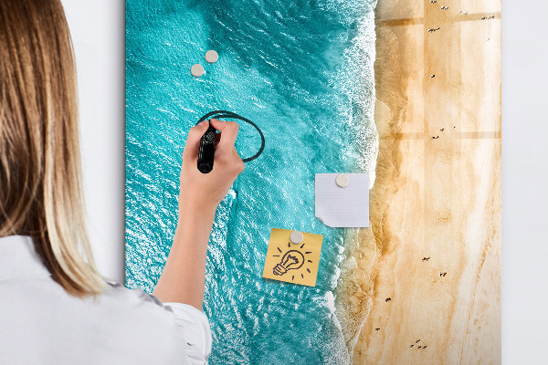 Memobord van glas met print inclusief neodymium magneten Herinneringen aan een vakantie aan zee