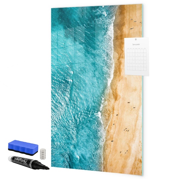 Memobord van glas met print inclusief neodymium magneten Herinneringen aan een vakantie aan zee