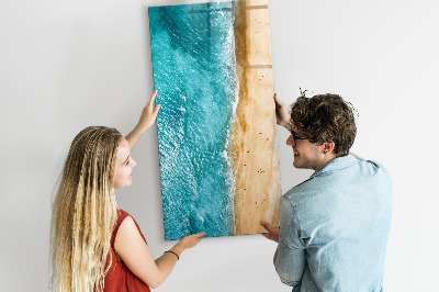 Memobord van glas met print inclusief neodymium magneten Herinneringen aan een vakantie aan zee