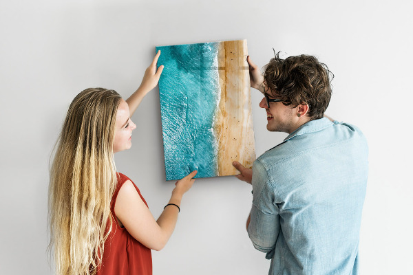 Memobord van glas met print inclusief neodymium magneten Herinneringen aan een vakantie aan zee