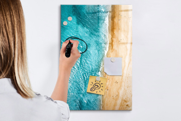 Memobord van glas met print inclusief neodymium magneten Herinneringen aan een vakantie aan zee