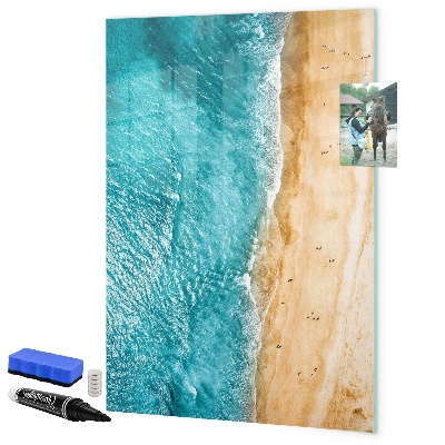 Memobord van glas met print inclusief neodymium magneten Herinneringen aan een vakantie aan zee
