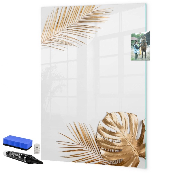 Decoratief glazen wandbord beschrijfbaar en magnetisch Stijlvol fotobord met planten