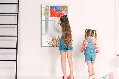 Decoratief glazen wandbord beschrijfbaar en magnetisch Stijlvol fotobord met planten