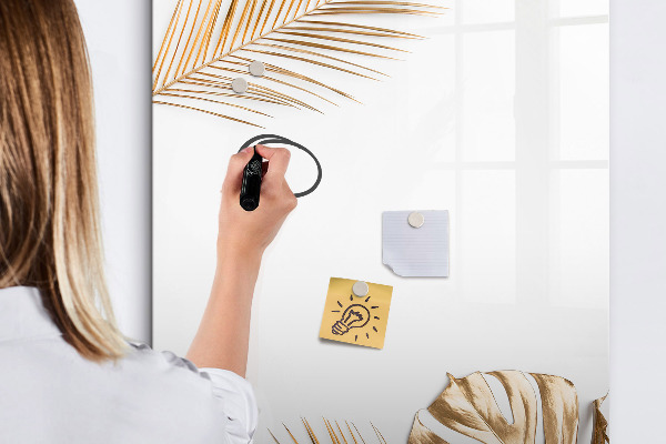 Decoratief glazen wandbord beschrijfbaar en magnetisch Stijlvol fotobord met planten