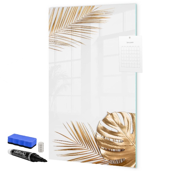 Decoratief glazen wandbord beschrijfbaar en magnetisch Stijlvol fotobord met planten