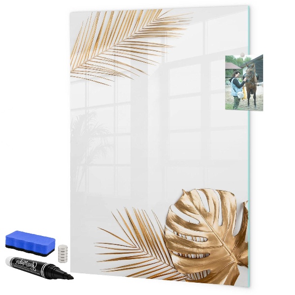 Decoratief glazen wandbord beschrijfbaar en magnetisch Stijlvol fotobord met planten