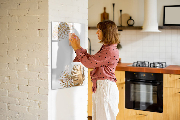 Decoratief glazen wandbord beschrijfbaar en magnetisch Stijlvol fotobord met planten