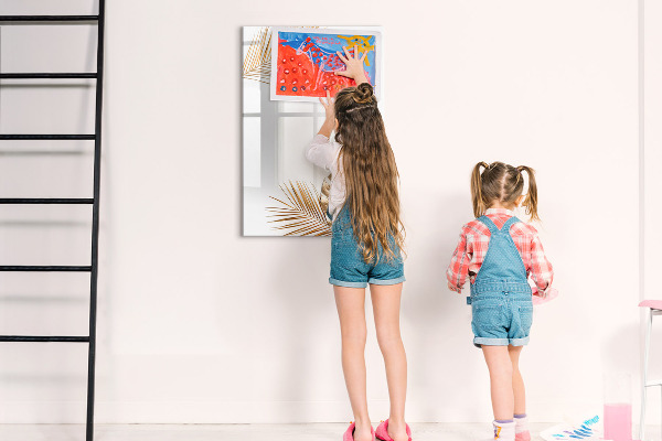 Decoratief glazen wandbord beschrijfbaar en magnetisch Stijlvol fotobord met planten