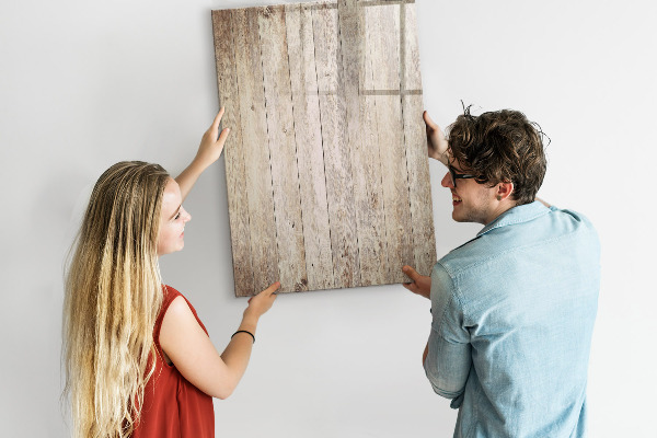 Decoratief glazen wandbord beschrijfbaar en magnetisch Foto-organizer aan de muur