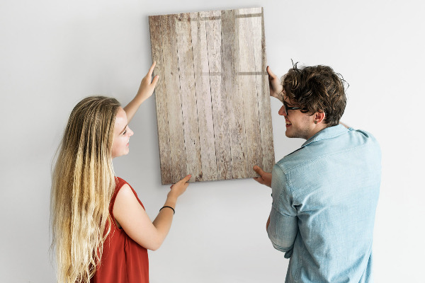 Decoratief glazen wandbord beschrijfbaar en magnetisch Foto-organizer aan de muur
