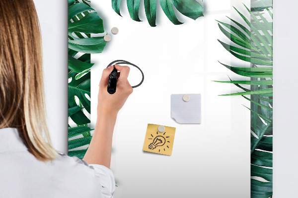 Memobord van glas met print inclusief neodymium magneten Groen bord voor het presenteren van foto's