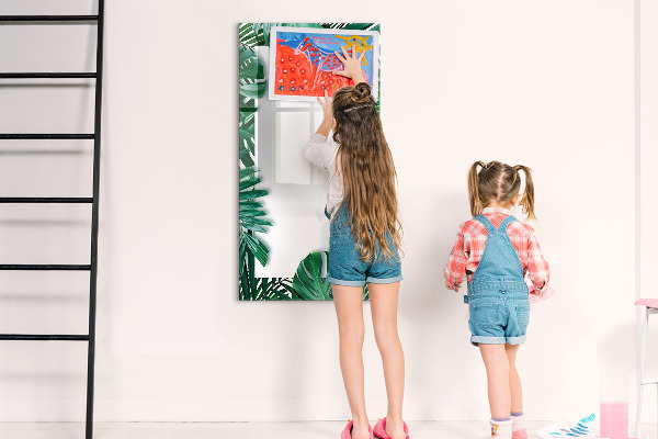 Memobord van glas met print inclusief neodymium magneten Groen bord voor het presenteren van foto's