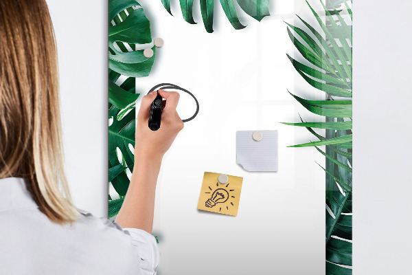 Memobord van glas met print inclusief neodymium magneten Groen bord voor het presenteren van foto's
